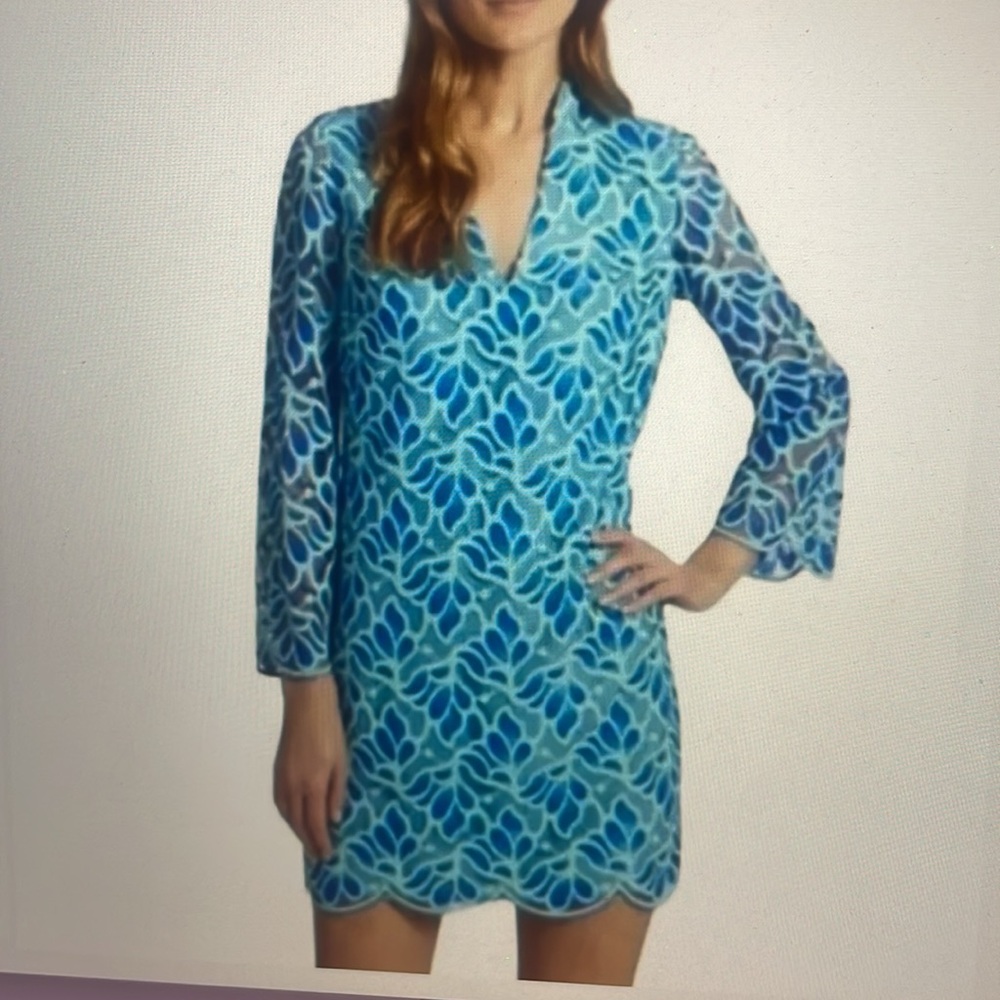 Lilly Pulitzer NEW Devina Flora lace dress in Brewster Blu sz 2